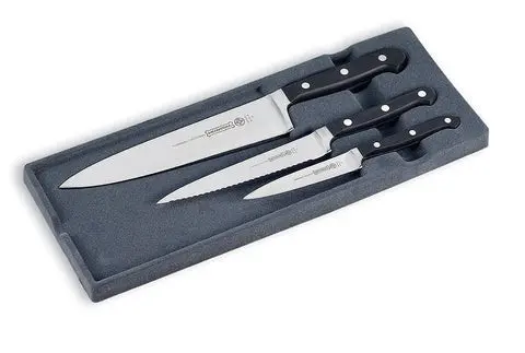 Mundial BP5000-3 Chef's, Utility Serrated and Paring Knives 3-Piece Starter Set Black 1.webp