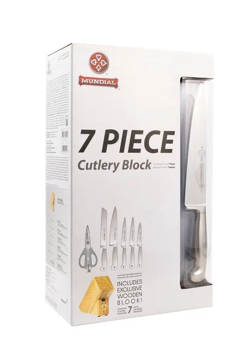 Mundial 4100-7 Knife Set With Wood Block Future Series 7-Piece Silver 5.webp