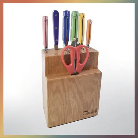 Mundial MC5100-8 Gift Knife Set With Wood Block Colors Series 8 Piece Full Tang Blade 1.webp