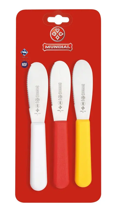 Mundial Sandwich Spreader Serrated Edge 5600 Series 3.5 inches Multicolor Set of 3