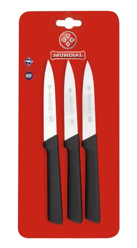 Mundial SC0547-4 Paring Knife Spear Point 5600 Series 4 inches Black Set of 3