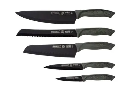 [9900-5] Mundial VX9900-5 Black Knife Set With Black Handle 5 Piece Plastic Blade Protectors